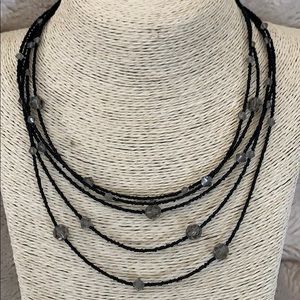 Lia Sophia Black Beaded Multi Strand Neckl…